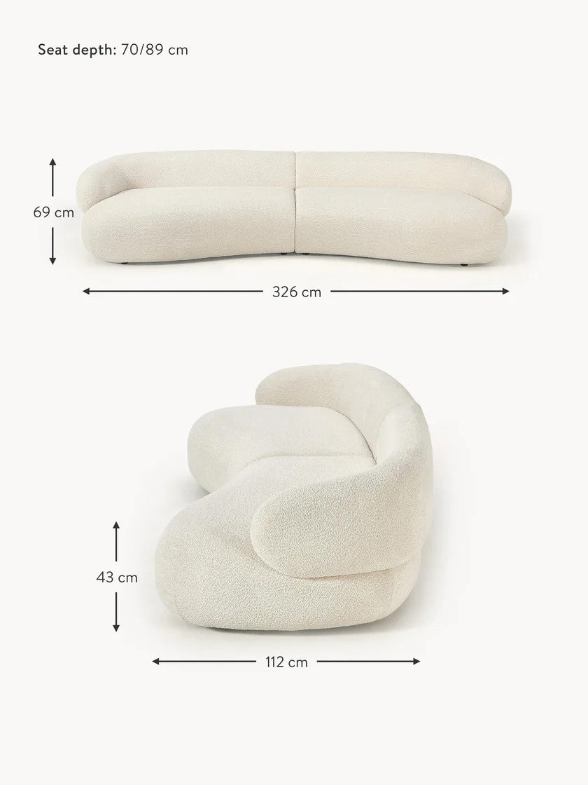 Sofa Alba (4 vietų) iš teddy-bouclé audinio