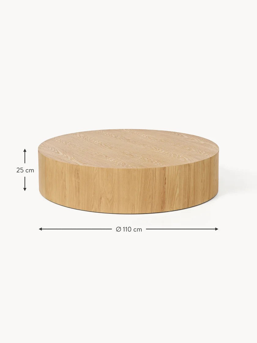 Didelis apvalus medinis kavos staliukas Dan, Ø 110 cm