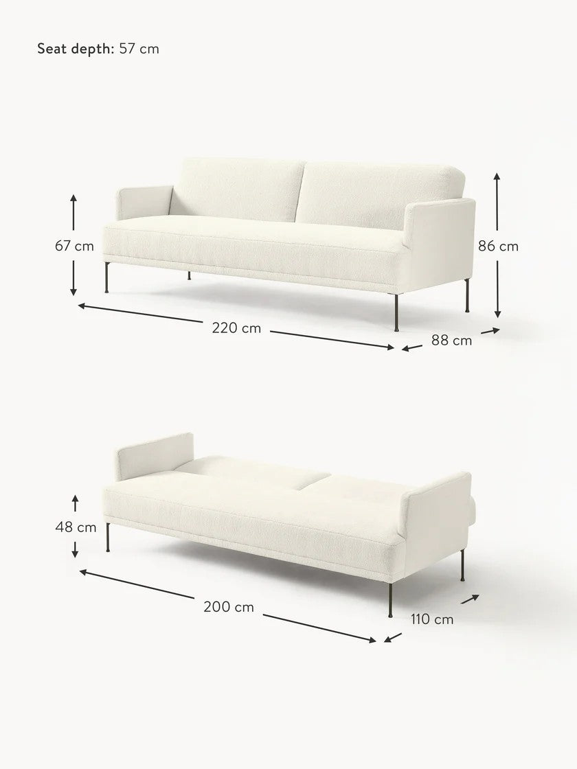 Sofa-lova Fluente su teddy audiniu (3 vietų)