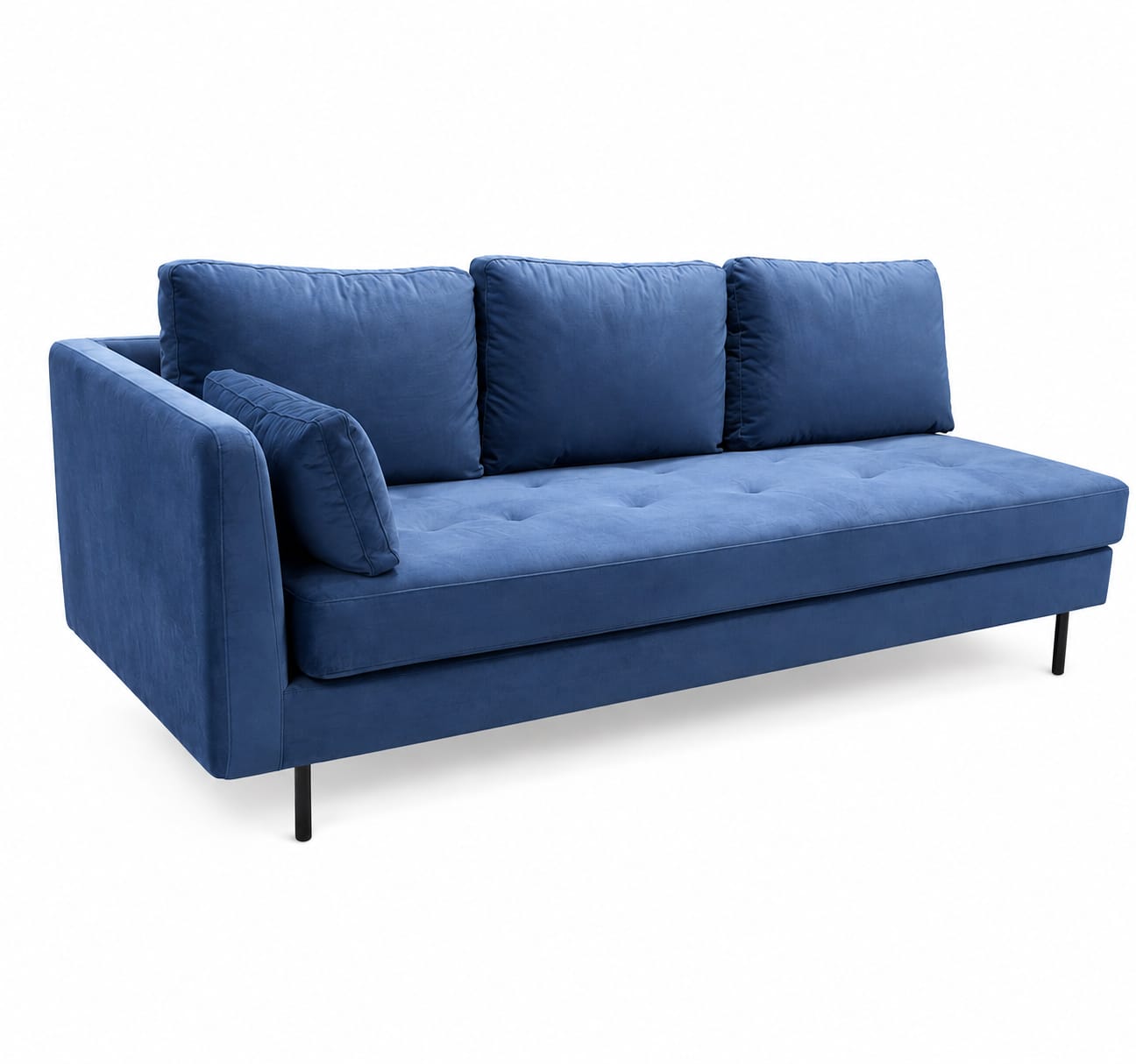 Aksominė didelė sofa-šezlongas