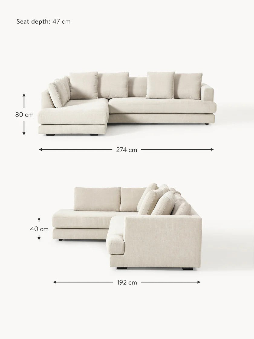 Kampinė sofa Tribeca, kampinė dalis kairėje