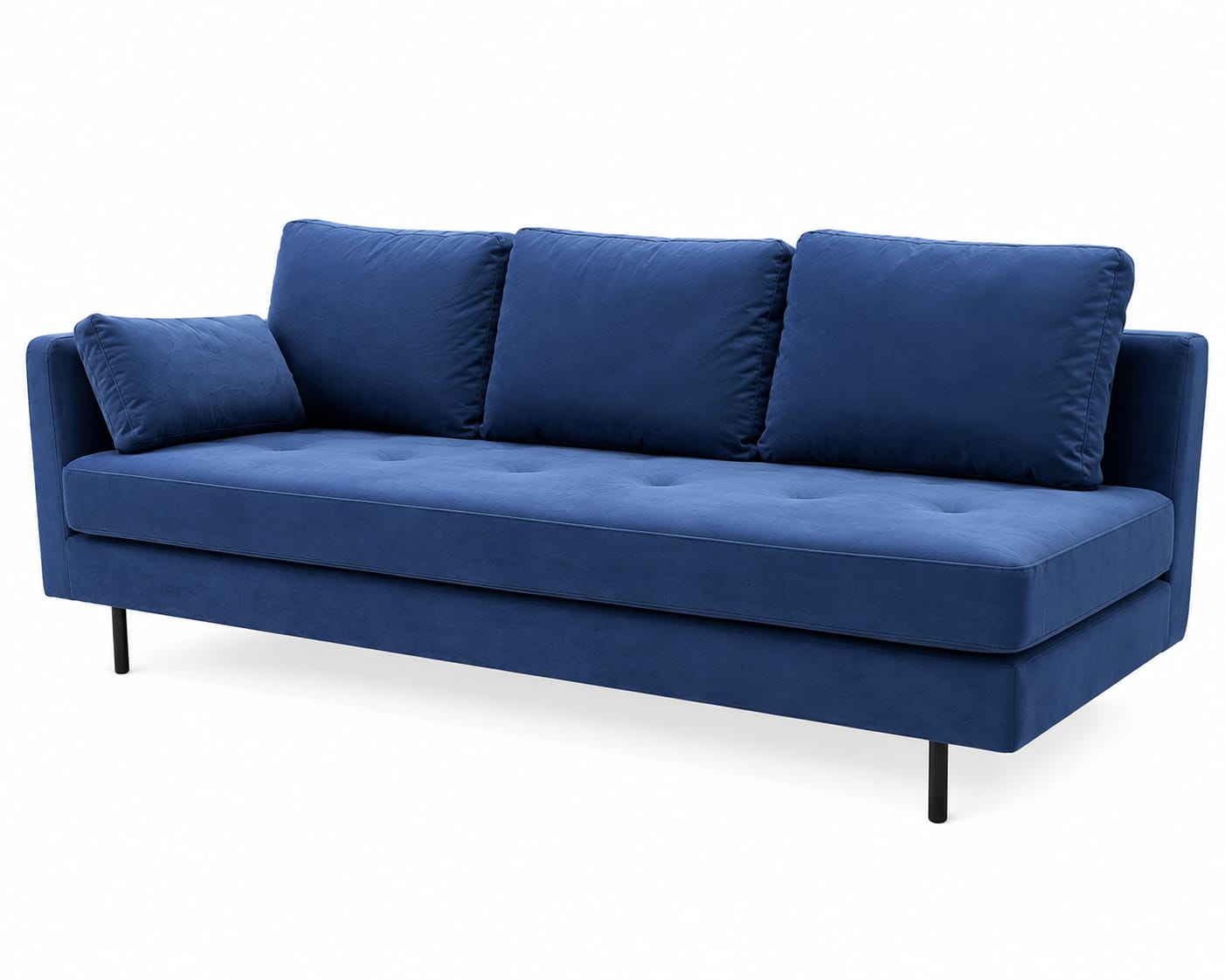 Aksominė didelė sofa-šezlongas