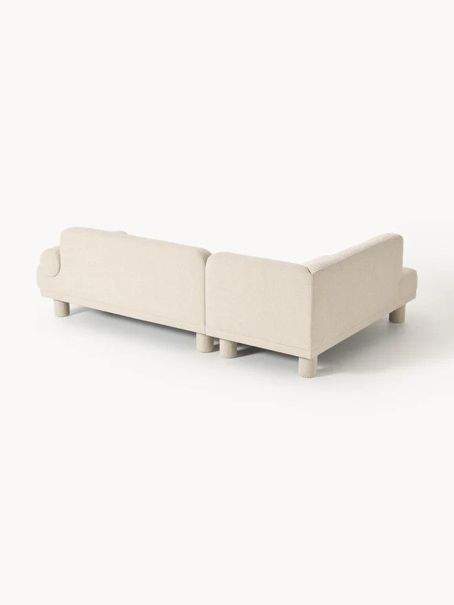 Bouclé kampinė sofa Lilo, kampinė dalis kairėje